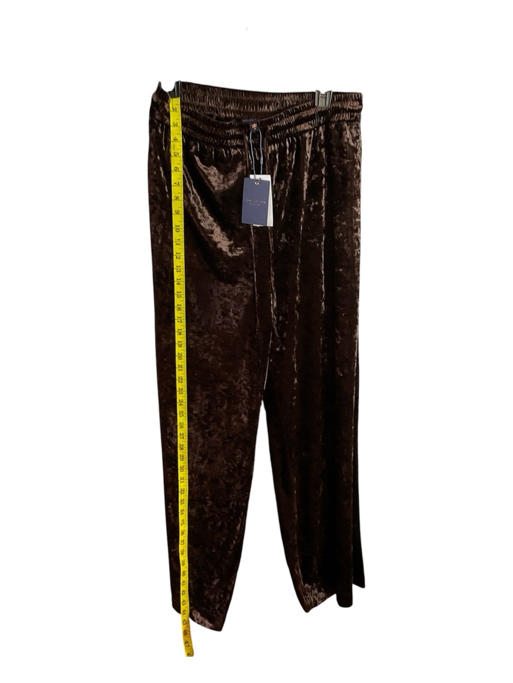 NWT Skies Are Blue Chocolate Brown Crushed Velvet Wide Leg Pants Size M